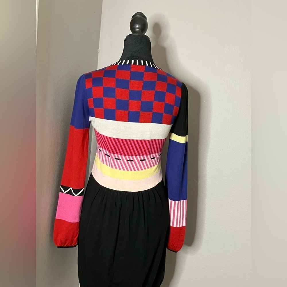 Couture Colorful Long Sleeve Sweater Dress sz Small - Picture 6 of 13